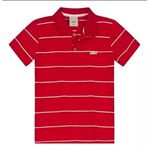 Conjunto Infantil Camisa Polo Manga Curta Bermuda Jeans Vermelho