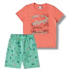 Conjunto Camiseta e Bermuda Em Moletinho Malwee Kids Laranja