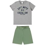 Conjunto Infantil Camiseta e Bermuda Moletinho Malwee Cinza