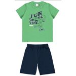 Conjunto Infantil Camiseta e Bermuda Moletinho Malwee Dino