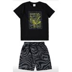 Conjunto Infantil Menino Malwee De Camiseta E Bermuda Preto
