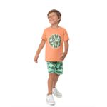 Conjunto Infantil Menino Malwee De Camiseta E Bermuda Laranja