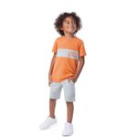Conjunto Infantil Menino Camiseta e Bermuda em Algodão Bolso Frontal Malwee Laranja/Cinza