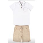 Conjunto Infantil Menino Camisa Polo e Bermuda Em Sarja Malwee Kids