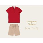 CONJUNTO INFANTIL MENINO CAMISETA E BERMUDA EM MOLETINHO MALWEE KIDS VERMELHO
