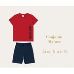Conjunto Infantil Menino Camiseta e Bermuda Em Moletinho Malwee Kids Vermelho