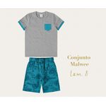 Conjunto Infantil Menino Camiseta e Bermuda Em Moletinho Malwee Kids Cinza 