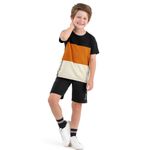 Conjunto Camiseta Meia Malha e Bermuda Moletom Infantil Menino - Elian