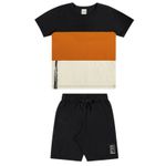 Conjunto Camiseta Meia Malha e Bermuda Moletom Infantil Menino - Elian