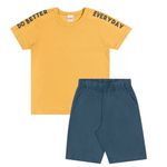 Conjunto Infantil Camiseta e Bermuda Moletinho Elian Amarelo
