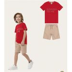Conjunto Infantil Camiseta e Bermuda Moletinho Carinhoso