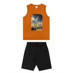 Conjunto Regata Meia Malha Bermuda em Moletom Elian Laranja 