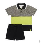 Conjunto Masculino 221352 Polo Rajada e Bermuda Moletinho - Elian Preto