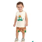 Conjunto Regata em Meia Malha e Bermuda Moletinho Infantil Bebê - Elian