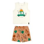 Conjunto Regata em Meia Malha e Bermuda Moletinho Infantil Bebê - Elian