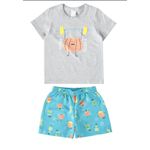 CONJUNTO CAMISETA + BERMUDA INFANTIL MENINO ESTAPADO DIVERTIDO