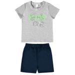 Conjunto Malwee kids Menino Infantil Verão Estampa Frontal-CINZA CLARO
