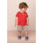 Conjunto Masculino Bermuda Bege e Camiseta Malha Vermelha