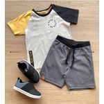 Conjunto Infantil Masculino Camiseta e Bermuda Cinza