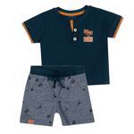 Conjunto Masculino Camiseta e Bermuda Moletinho Estampada Coqueiros 70023 - Colorittá