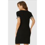 Vestido Básico Feminino Manga Retilínea Em Malha Viscose Canelada