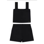 Conjunto Feminino em Malha Crepe - Cereja Rosa - Preto