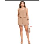 Conjunto Feminino em Malha Crepe - Cereja Rosa - Preto