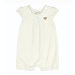 Macacão Feminino Infantil Manga Curta Off White Kamylus