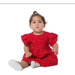 Malwee Kids - Vestido Vermelho Estrelas em Linho Amarelo
