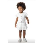 Conjunto Infantil Menina Blusa e Shorts tecido Laise Em Algodão Malwee Kids Branco