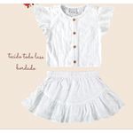 Conjunto Infantil Menina Blusa e Shorts tecido Laise Em Algodão Malwee Kids Branco