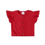 Conjunto Infantil Menina Blusa e Shorts tecido Laise Em Algodão Malwee Vermelho