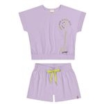 Conjunto Lilás Blusa Shorts Infantil Elian