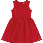 Vestido Menina Laço Frontal Em Tecido Jacquard Carinhoso