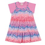 Conjunto Infantil Feminino Blusa e Vestido Corações Elian