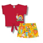 Conjunto Infantil Menina Fun Estampado Elian Vermelho