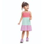 Vestido Infantil Kamylus Tricolor Malha Canelada