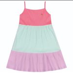 Vestido Infantil Kamylus Tricolor Malha Canelada