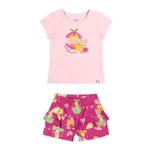 Conjunto Bebê Menina Camiseta e Shorts Elian Rosa
