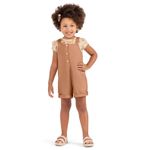 Conjunto Infantil Menina Jardineira Colorittá Bege