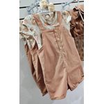 Conjunto Infantil Menina Jardineira Colorittá Bege