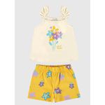 Conjunto Infantil Menina Estampa Flores Em Malha Malwee Kids