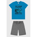 Conjunto Infantil Menino Fist Bump Em Algodão Malwee Kids Azul