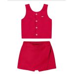Conjunto Infantil Menina Botões Elian Vermelho
