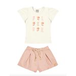 Conjunto Infantil Menina Floral Colorittá Bege