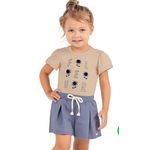 Conjunto Infantil Menina Floral Colorittá Bege