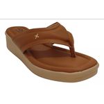 Tamanco Feminino Softli Com Salto Flatform E Tira Acolchoada Camel
