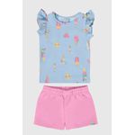 Conjunto Infantil Menina Blusa Estampada Em Algodão Malwee Kids