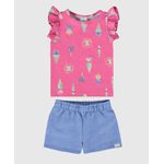 Conjunto Infantil Menina Blusa Estampada Em Algodão Malwee Kids