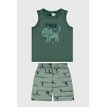 Conjunto Infantil Menino Bermuda Estampada Em Microfibra Malwee Kids